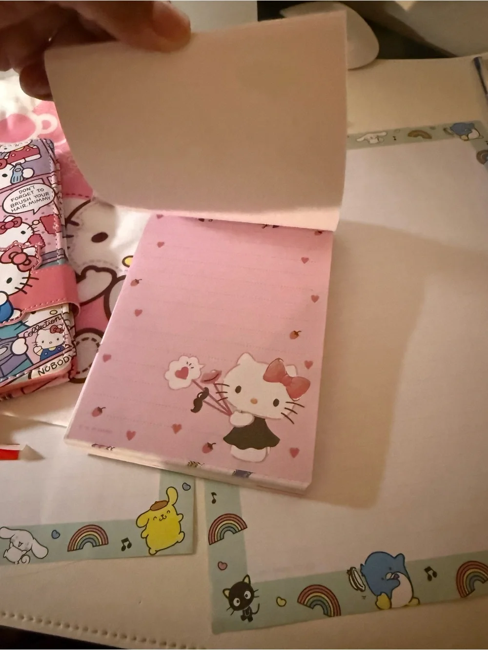 Hello Kitty Pink Kids Drawstring Bag & Notebook Set